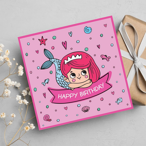 Happy Birthday Mermaid UV Greeting Card