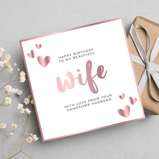 Happy Birthday to my Beautiful Wife Rose Gold Greeting Card