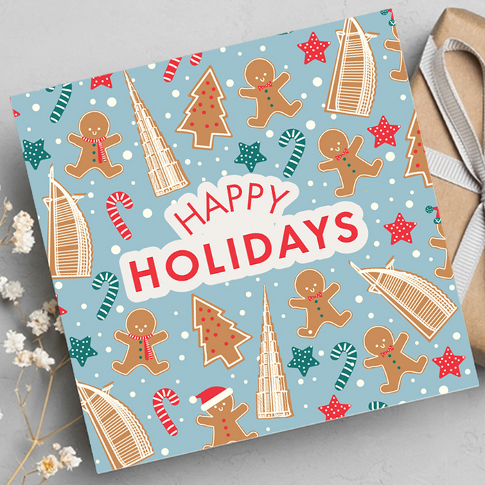 Happy Holidays, UAE Theme, Christmas Greeting Card, Blue