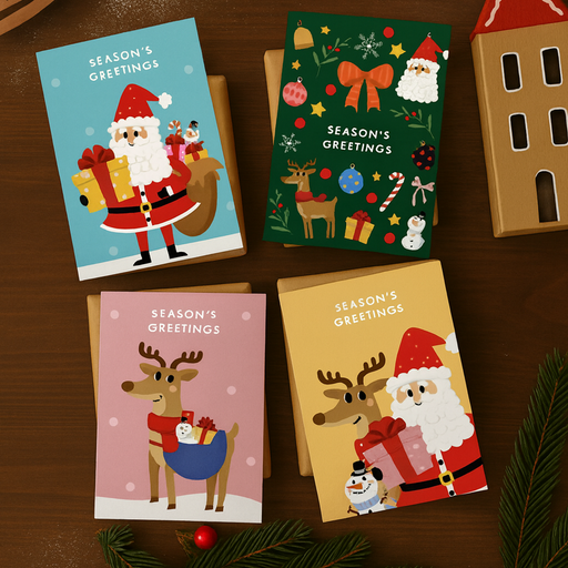Seasons Greetings, 4 Mini Greeting Card Pack