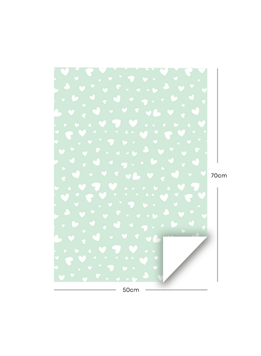 MINI HEARTS WRAPPING PAPER, GREEN