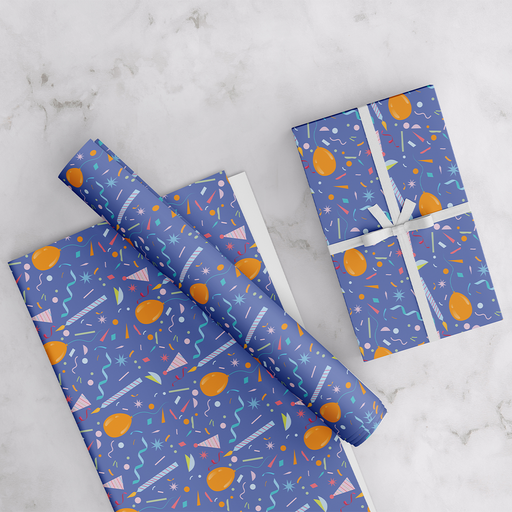 CELEBRATE, WRAPPING PAPER, BLUE