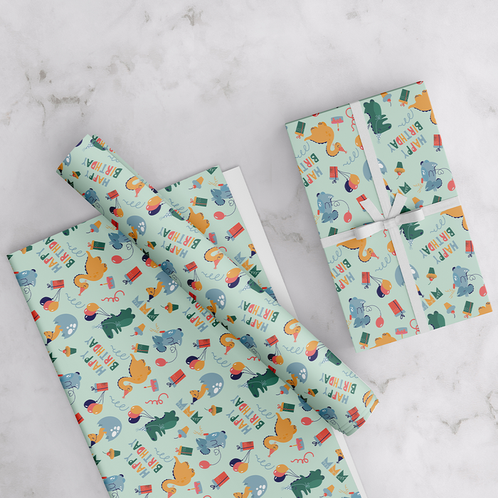 DINO, WRAPPING PAPER, GREEN