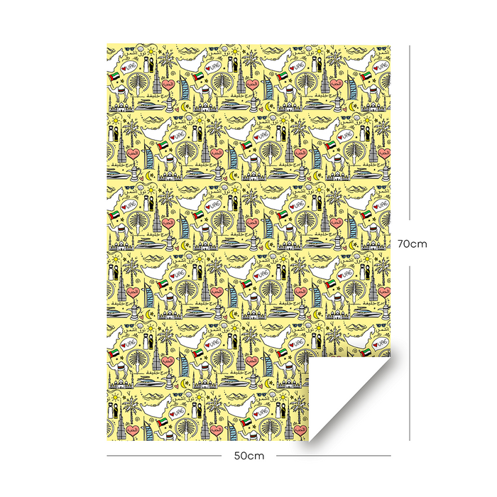 UAE Kids Wrapping Paper - Yellow