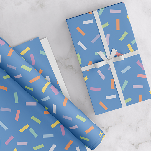 Confetti, Blue, Gift Wrapping Paper Pack