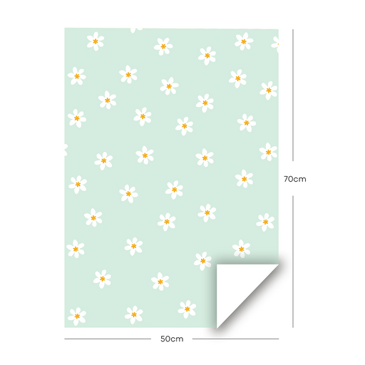 Daisy, Mint Green, Gift Wrapping Paper Pack