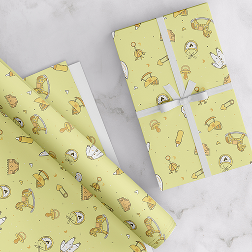 New Born, Yellow, Gift Wrapping Paper Pack