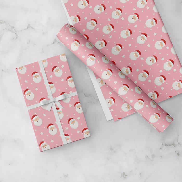 Santa Wrapping Paper, Pink