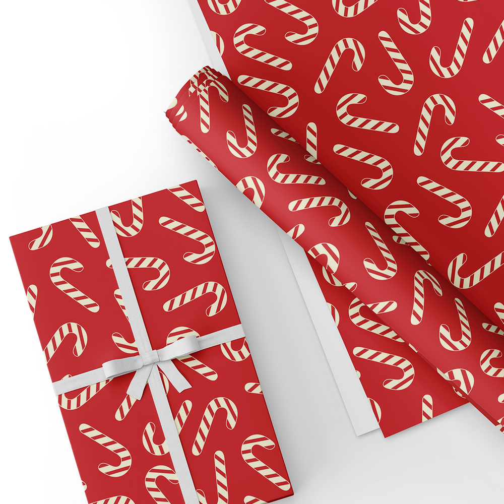 Red Sugar Cane, Christmas Gift Wrapping Paper