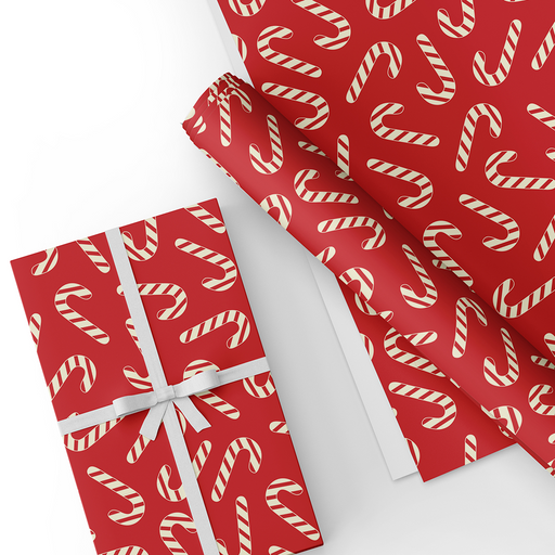 Red Sugar Cane, Christmas Gift Wrapping Paper