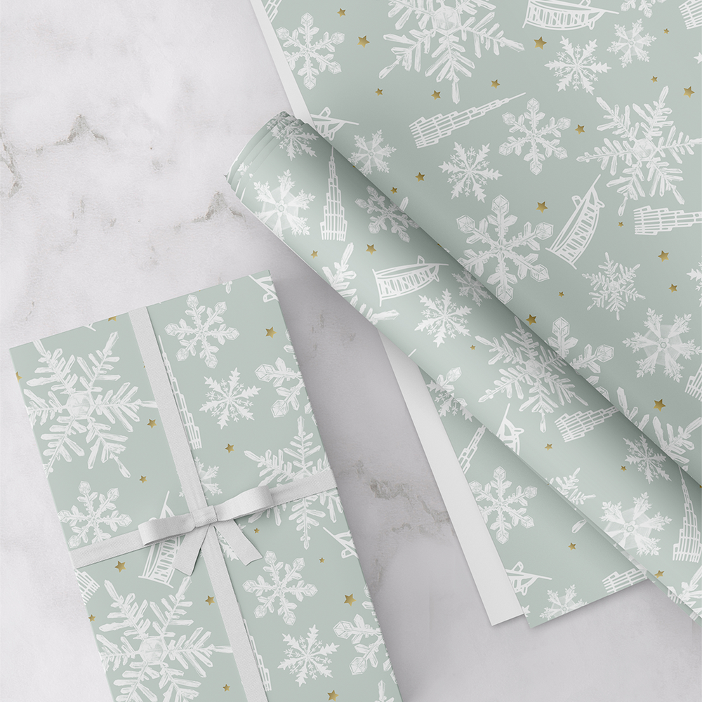 Snowflakes, UAE Theme, Christmas Gift Wrapping Paper