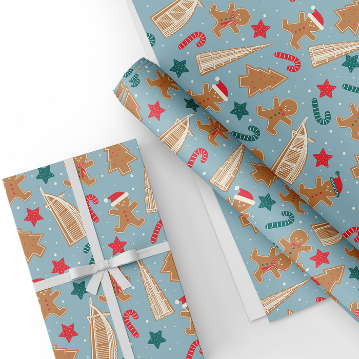 Gingerbread, UAE Theme, Christmas Gift Wrapping Paper