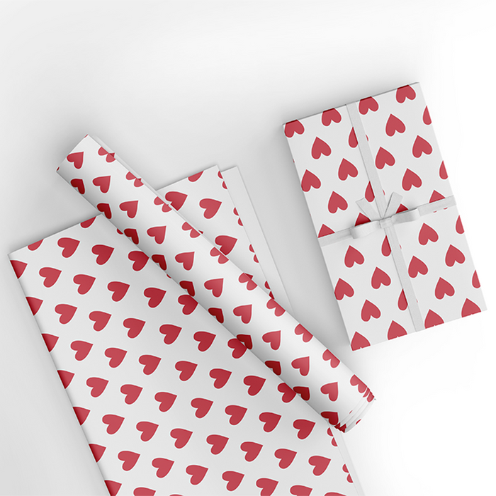 White & Red Heart Wrapping Paper