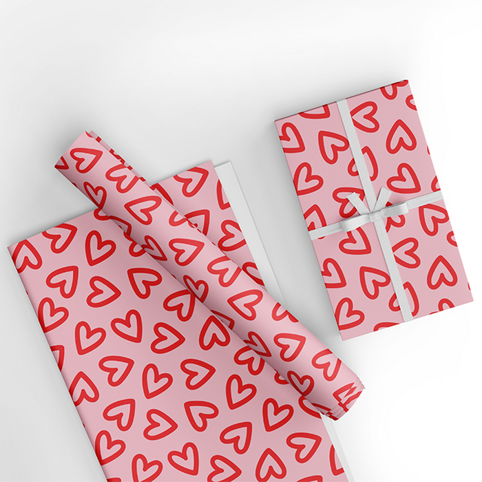 Red Love Hearts Wrapping Paper