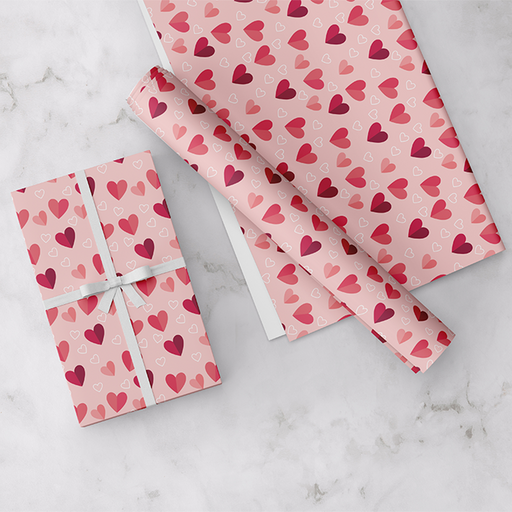 Soft Pink Hearts wrapping Paper, 4 sheets