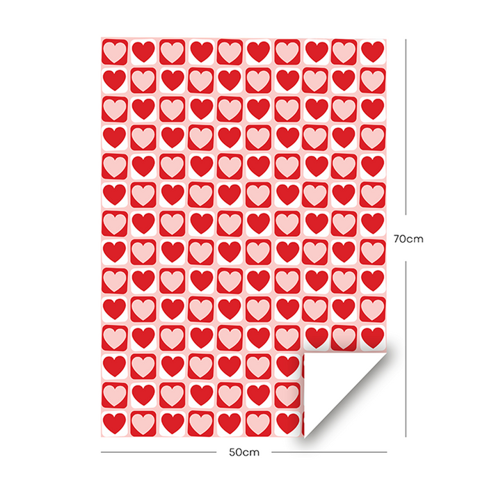 Heart Block Love-Themed Wrapping Paper, 4 sheets