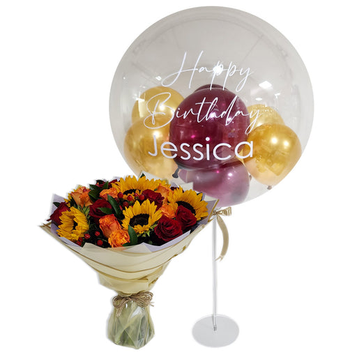 Sunset Radiance Bouquet With Personalised Balloon