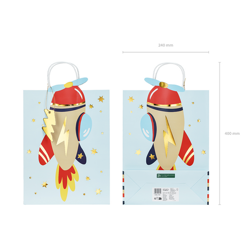 Gift bag Airplane, 10x35.5x24 cm, mix