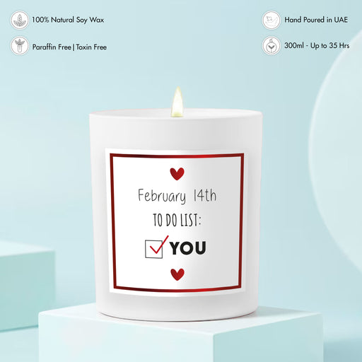 Scented Candle - Valentine To do list, White
