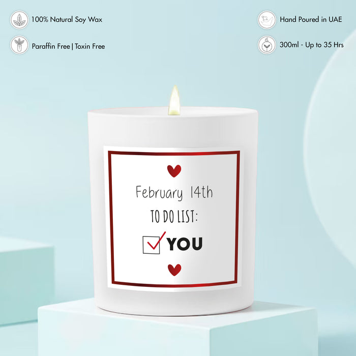 Scented Candle - Valentine To do list, White