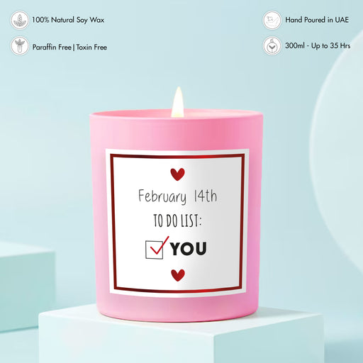 Scented Candle - Valentine To do list, Pink Red