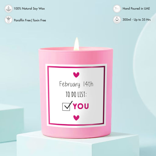 Scented Candle - Valentine To do list, Pink