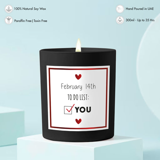 Scented Candle - Valentine To do list, Black