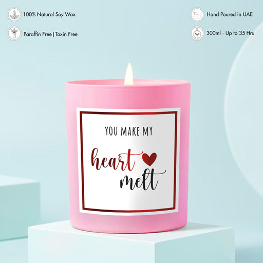 Scented Candle - You make my heart melt, Pink Red