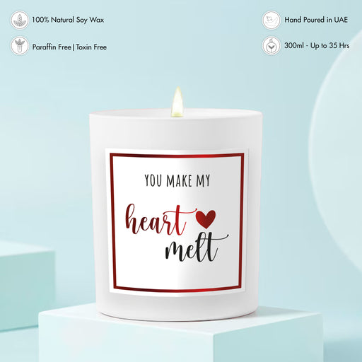 Scented Candle - You make my heart melt, White