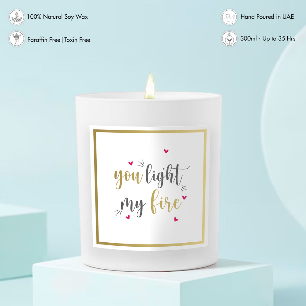Scented Candle - You light my love, White