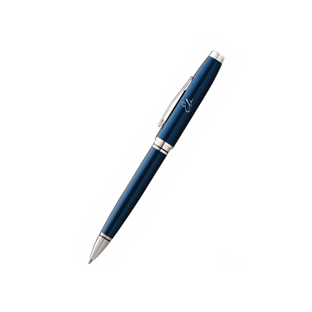 Personalised Cross Coventry Blue Lacquer with Polished Chrome Appointments Ballpoint Pen