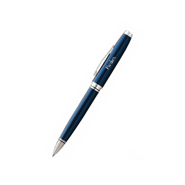 Personalised Cross Coventry Blue Lacquer with Polished Chrome Appointments Ballpoint Pen