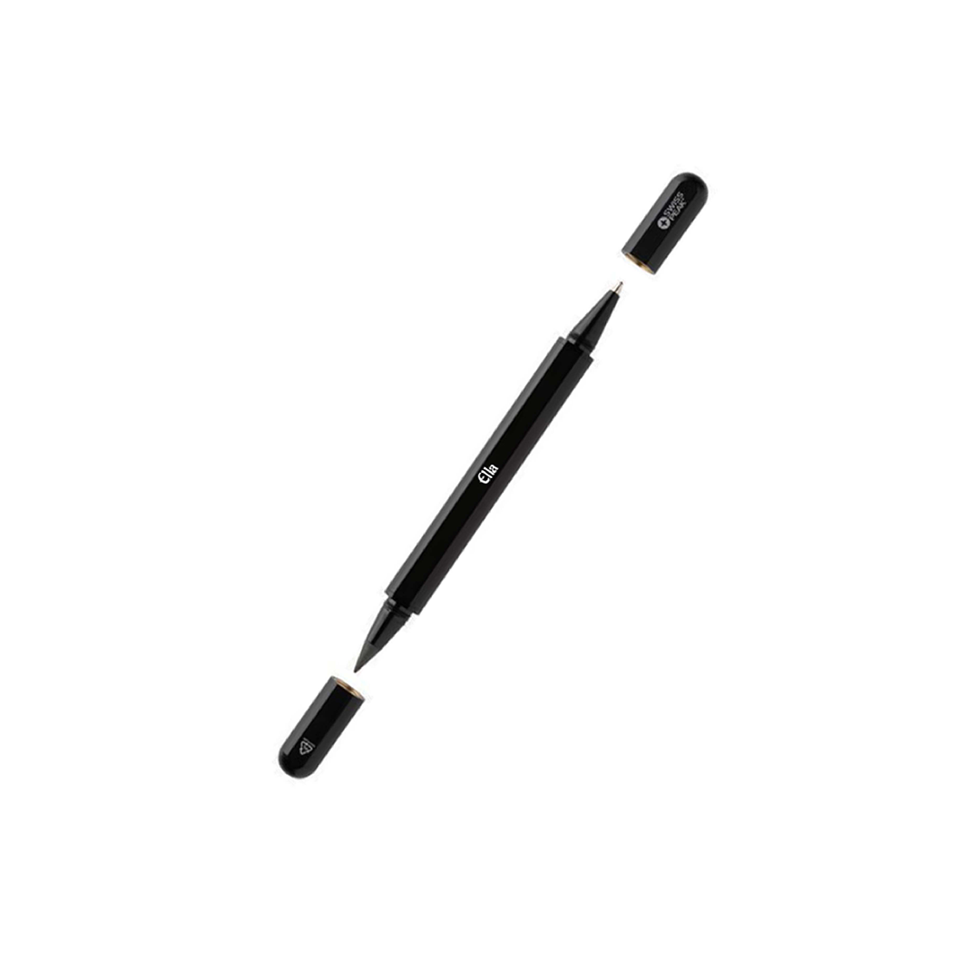 Personalised Swiss Peak® Storm RCS Recycled Aluminum Dual Tip Pen - Black