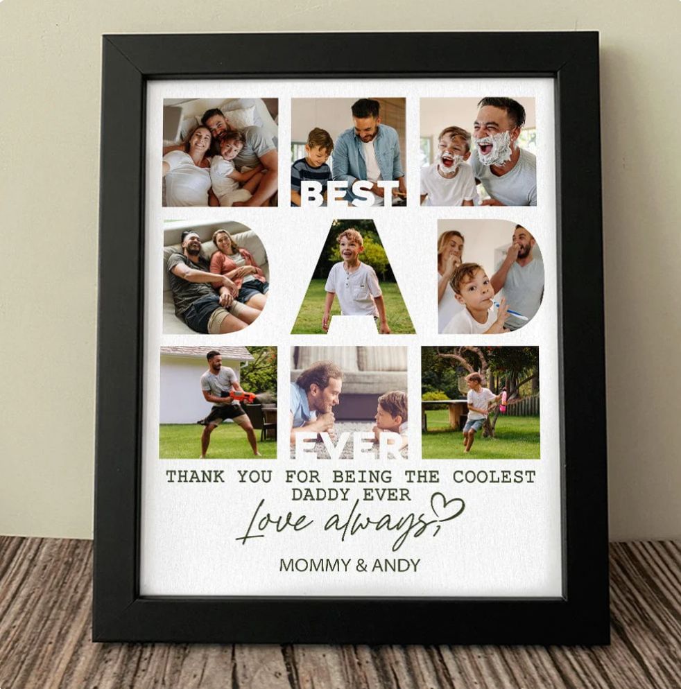 Best Dad Ever Personalised Photo Art Frame Black
