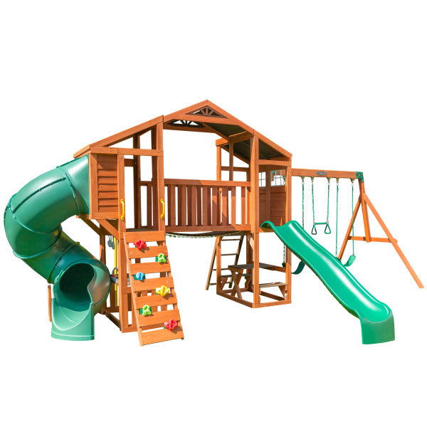 Boulder Bluff 2-in-1 Wooden Swing Set