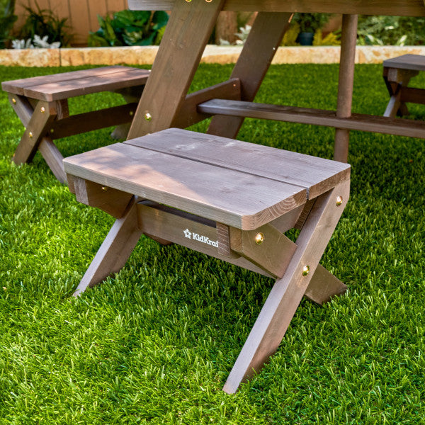 Octagon Table , Stools & Umbrella Set- Bear Brown & Beige