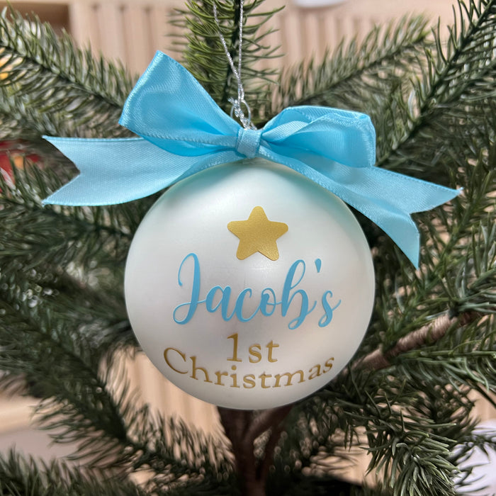 Personalised Glass Bauble Silver