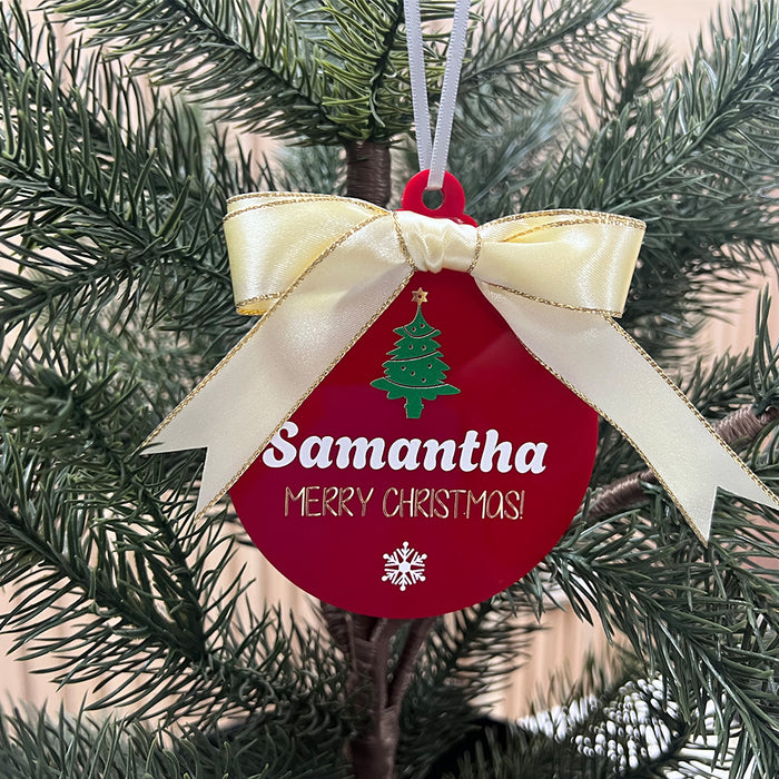 Personalised Acrylic Red Christmas Bauble