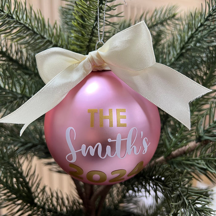 Personalised Glass Bauble Pink