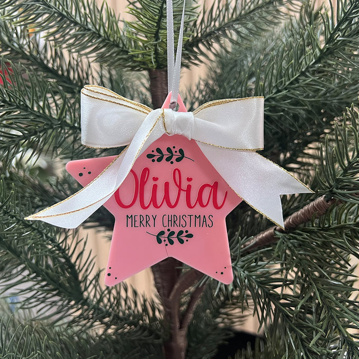 Personalised Acrylic Pink Christmas Bauble