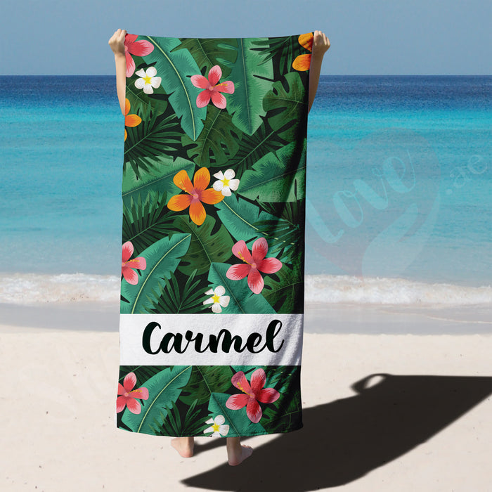 Personalised Towel - Green Floral