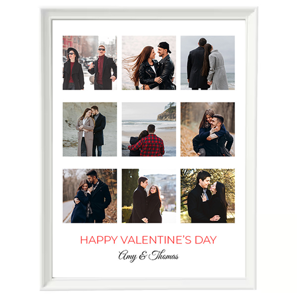 Valentine's day Personalized Photo Art White Frame
