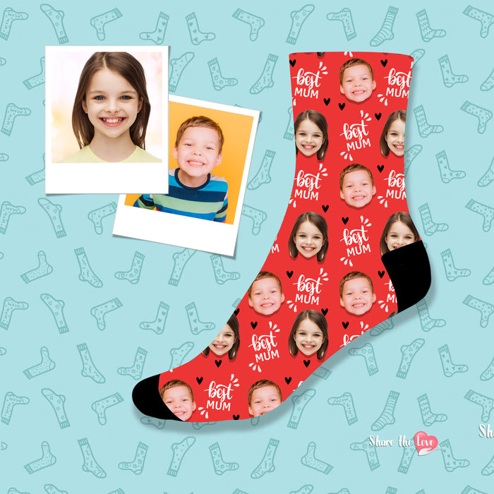 New Best Mum Personalised Socks Red