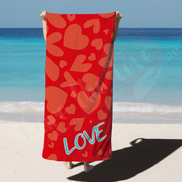 Love with Hearts Beach Towel