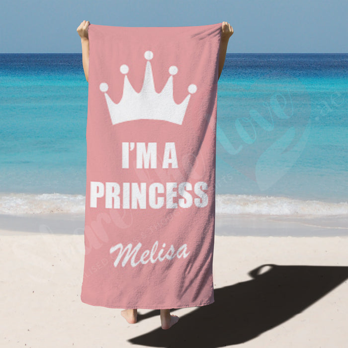 Personalised Towel - Crown I'm a princes with Name