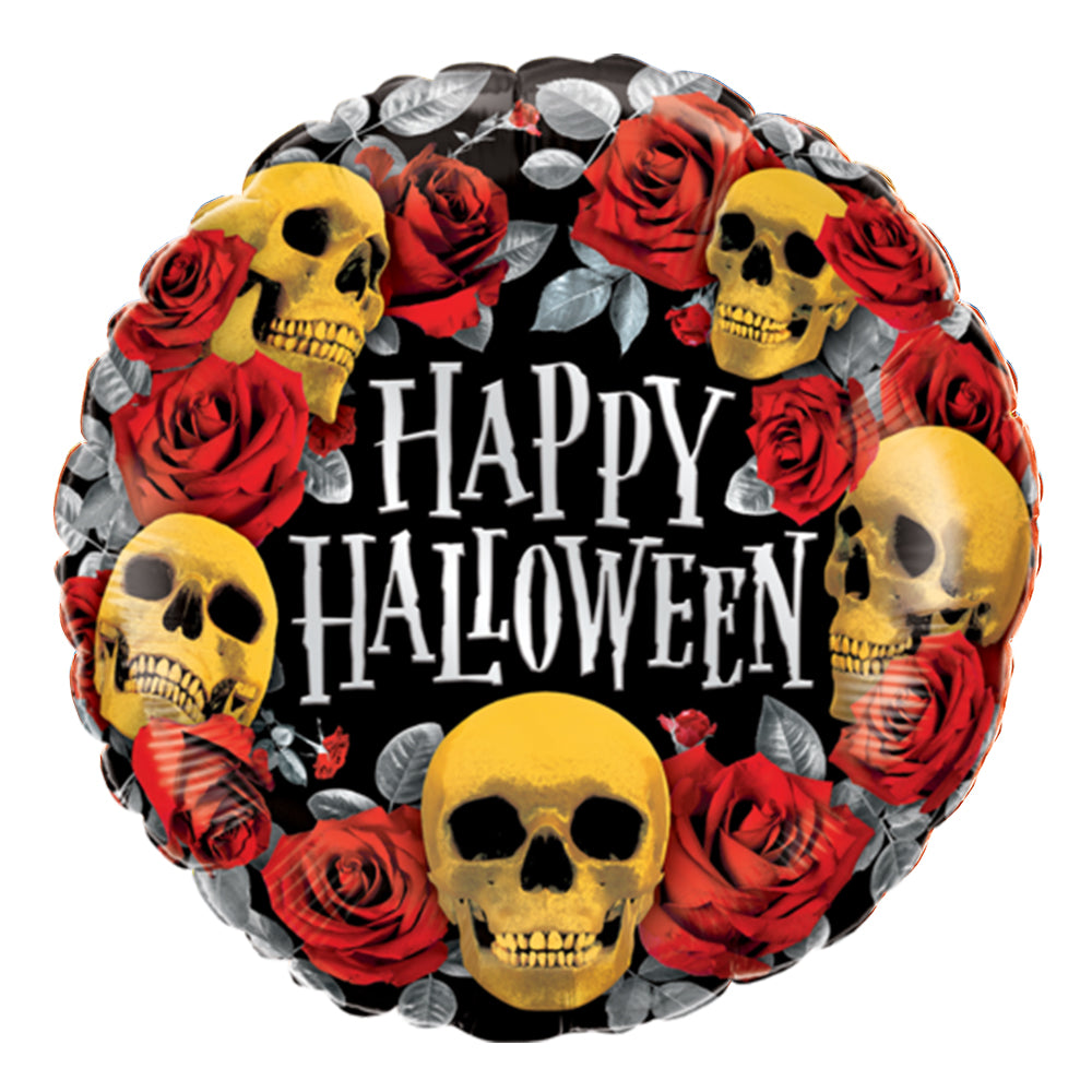 18" Foil Skulls and Roses Happy halloween
