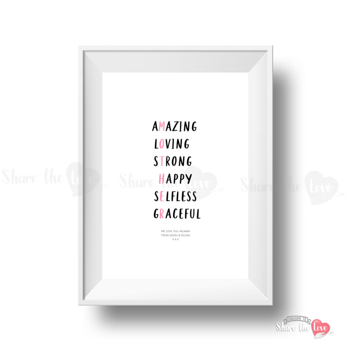 Amazing Loving Mother Artwork Frame