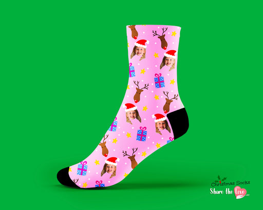 Christmas Pink 2 Personalised Socks