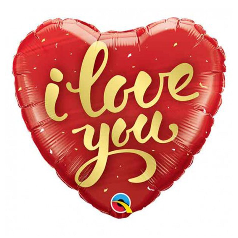 18" Red and Gold "I love you" Helium Balloon