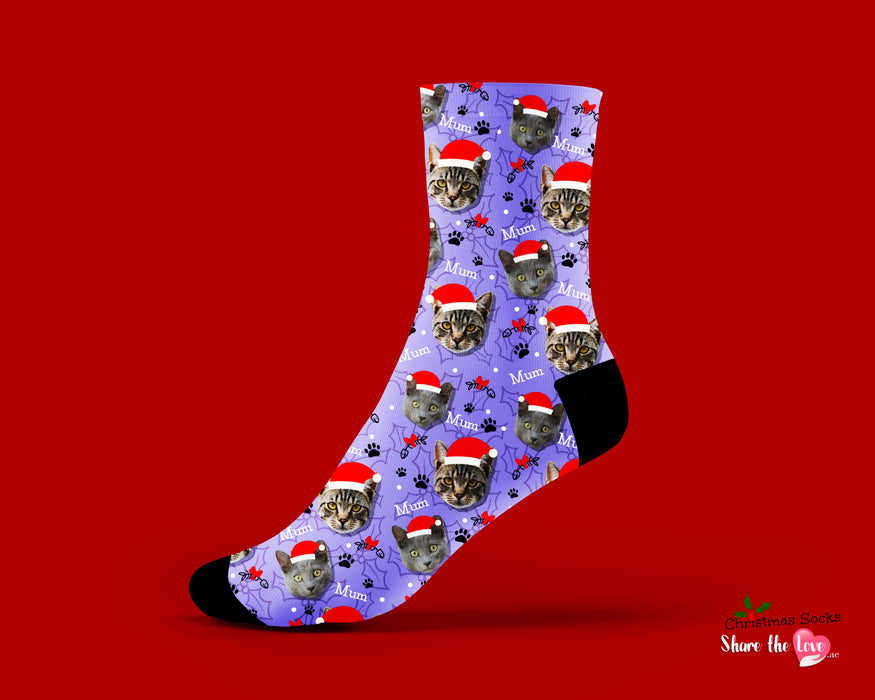 Christmas Purple Personalised Socks